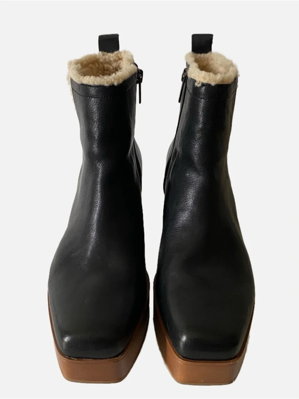 Vince Camuto Platform Leather Ankle Bootie Retro 70s Modern Chunky Heel
